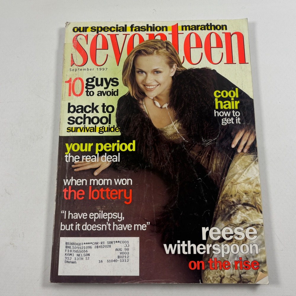 Seventeen Magazine September 1997 Reese Witherspoon 90s Fashion Beauty Vintage